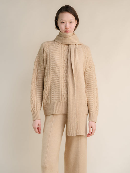 Cashmere Mix Ribbed Scarf-0