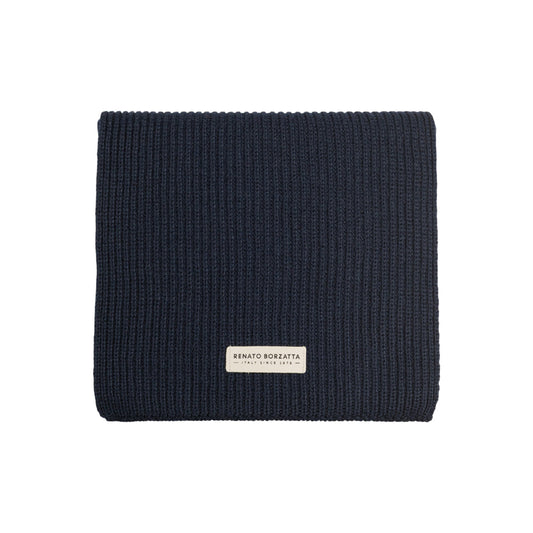 RB5002D | CERVINO Wool Blend Knit Scarf Made in Italy, Blue-1