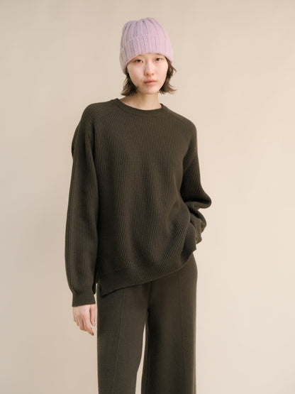 Cashmere Mix Ribbed Beanie-17