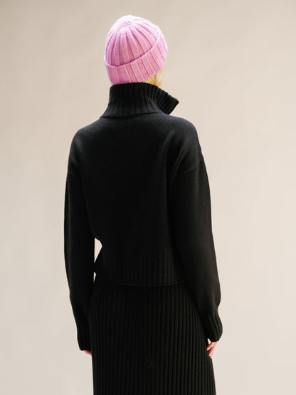 Cashmere Mix Ribbed Beanie-2