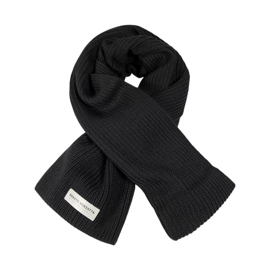 RB5002A | CERVINO Knit Scarf Mixed Wool Made in Italy. Color Black - One Size-0