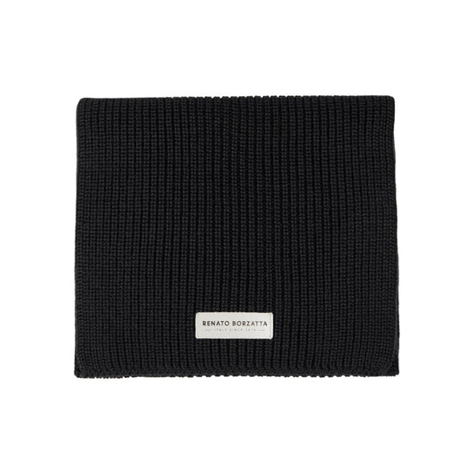 RB5002A | CERVINO Knit Scarf Mixed Wool Made in Italy. Color Black - One Size-1