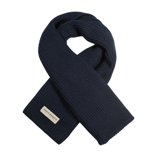 RB5002D | CERVINO Wool Blend Knit Scarf Made in Italy, Blue-0