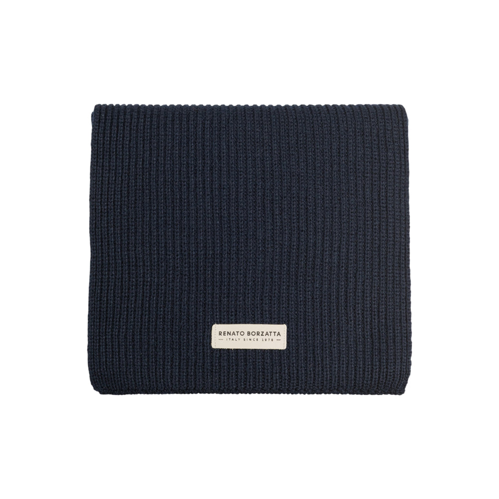 RB5002D | CERVINO Wool Blend Knit Scarf Made in Italy, Blue-1