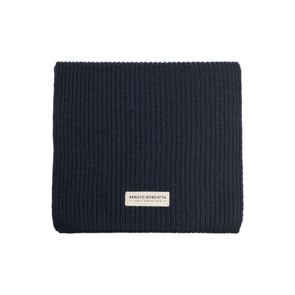 RB5002D | CERVINO Wool Blend Knit Scarf Made in Italy, Blue-1