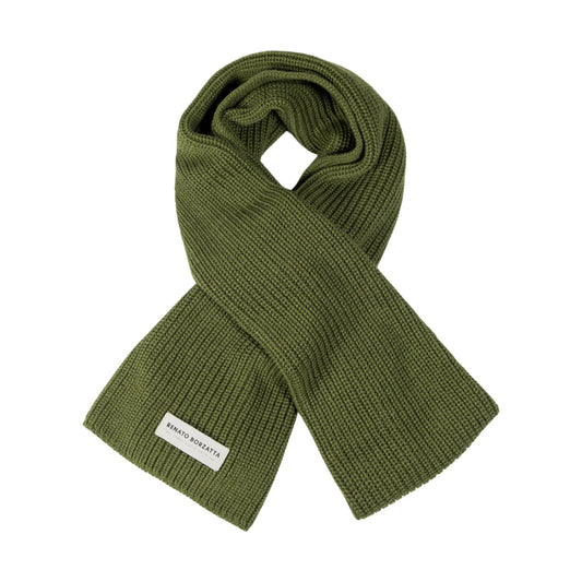 RB5002E | CERVINO Mixed Wool Knit Scarf Made in Italy. Color Green - One Size-0