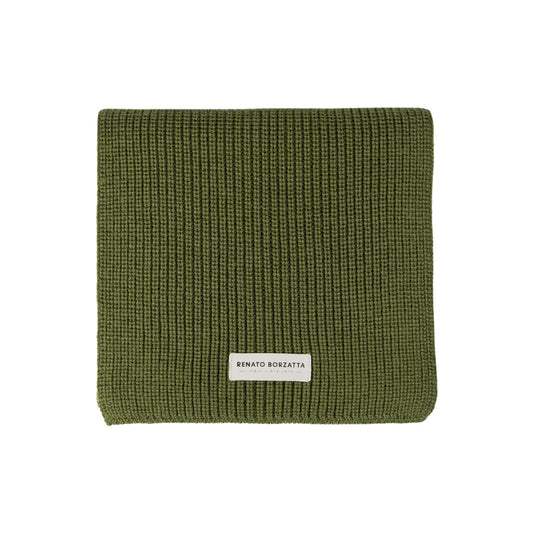 RB5002E | CERVINO Mixed Wool Knit Scarf Made in Italy. Color Green - One Size-1