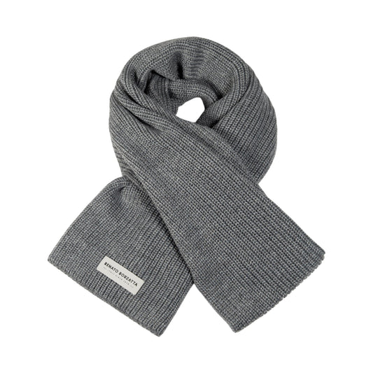RB5002F | CERVINO Mixed Wool Knit Scarf Made in Italy. Color Grey Melange - One Size-0