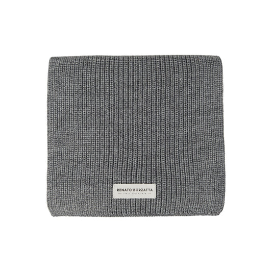 RB5002F | CERVINO Mixed Wool Knit Scarf Made in Italy. Color Grey Melange - One Size-1