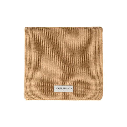 RB5002Z | CERVINO Mixed Wool Knit Scarf Made in Italy. Color Camel - One Size-1