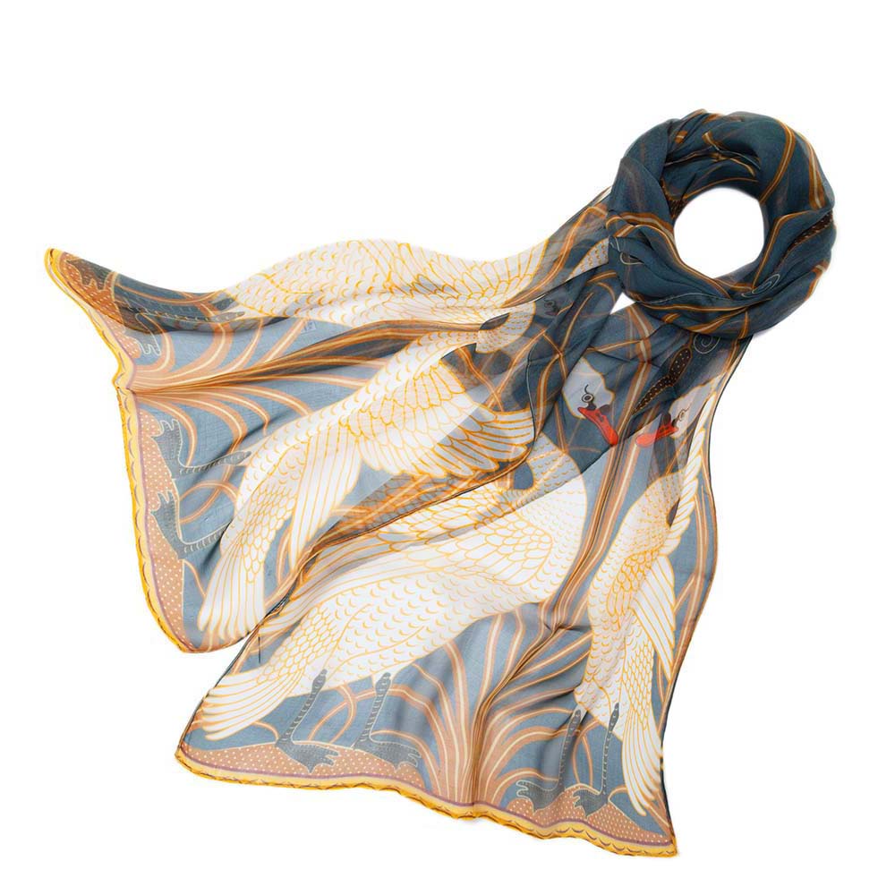 Swan - 100% Pure Silk Scarf-0
