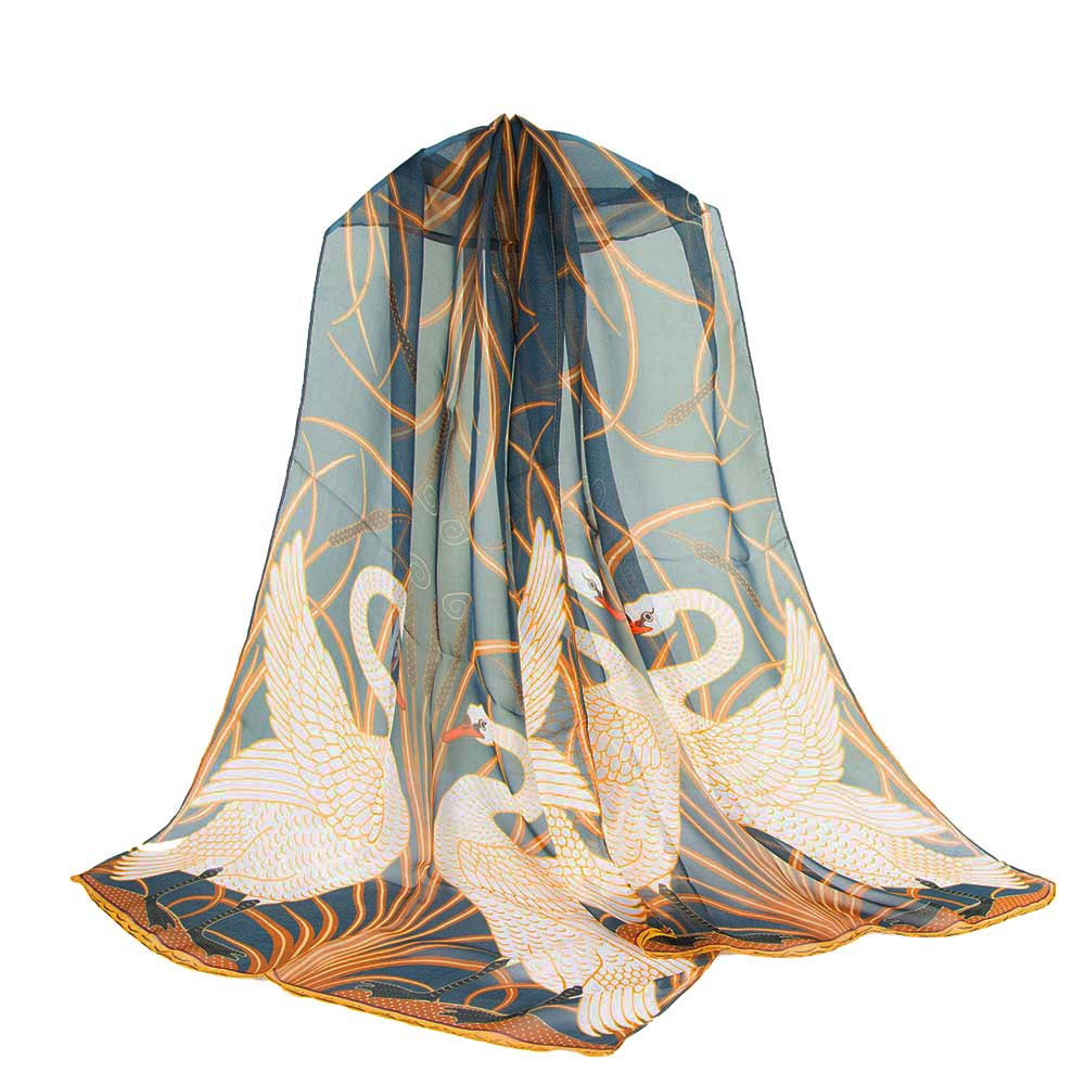 Swan - 100% Pure Silk Scarf-1
