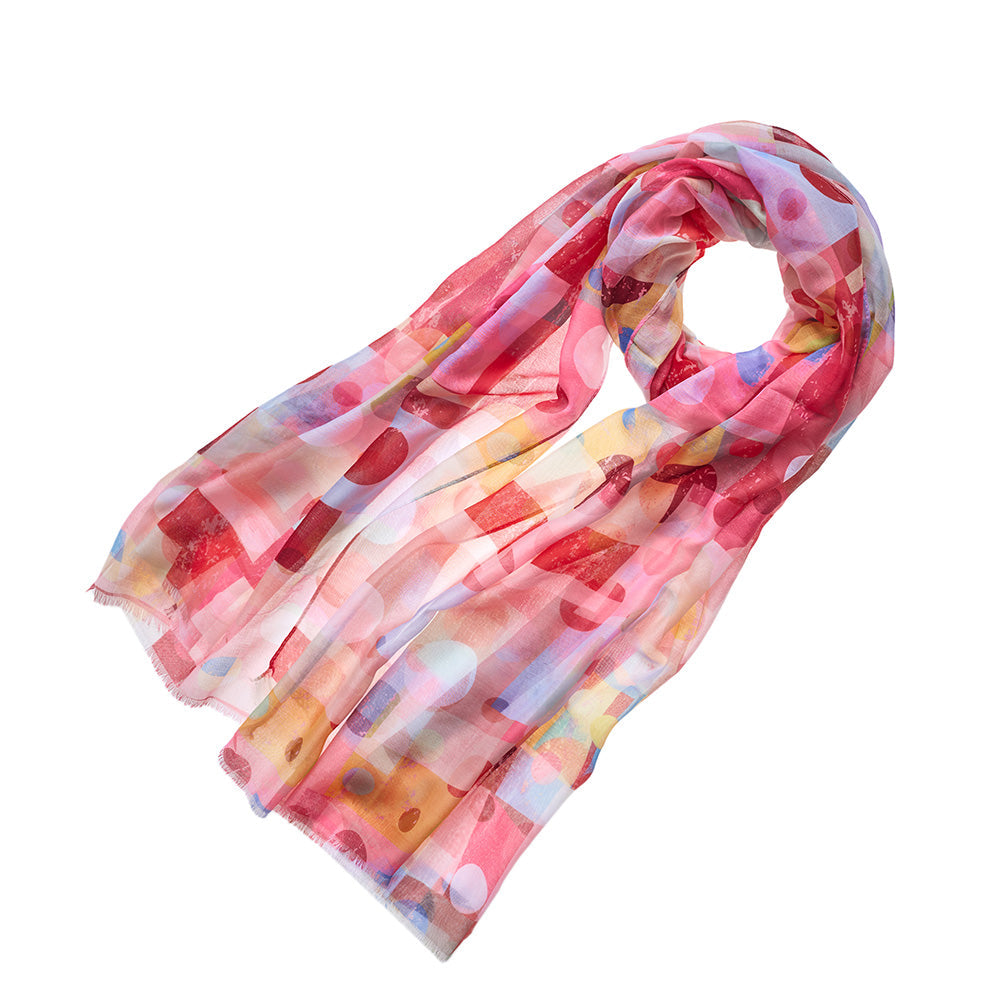 Geometric Ruby Red - Soft Scarf-3